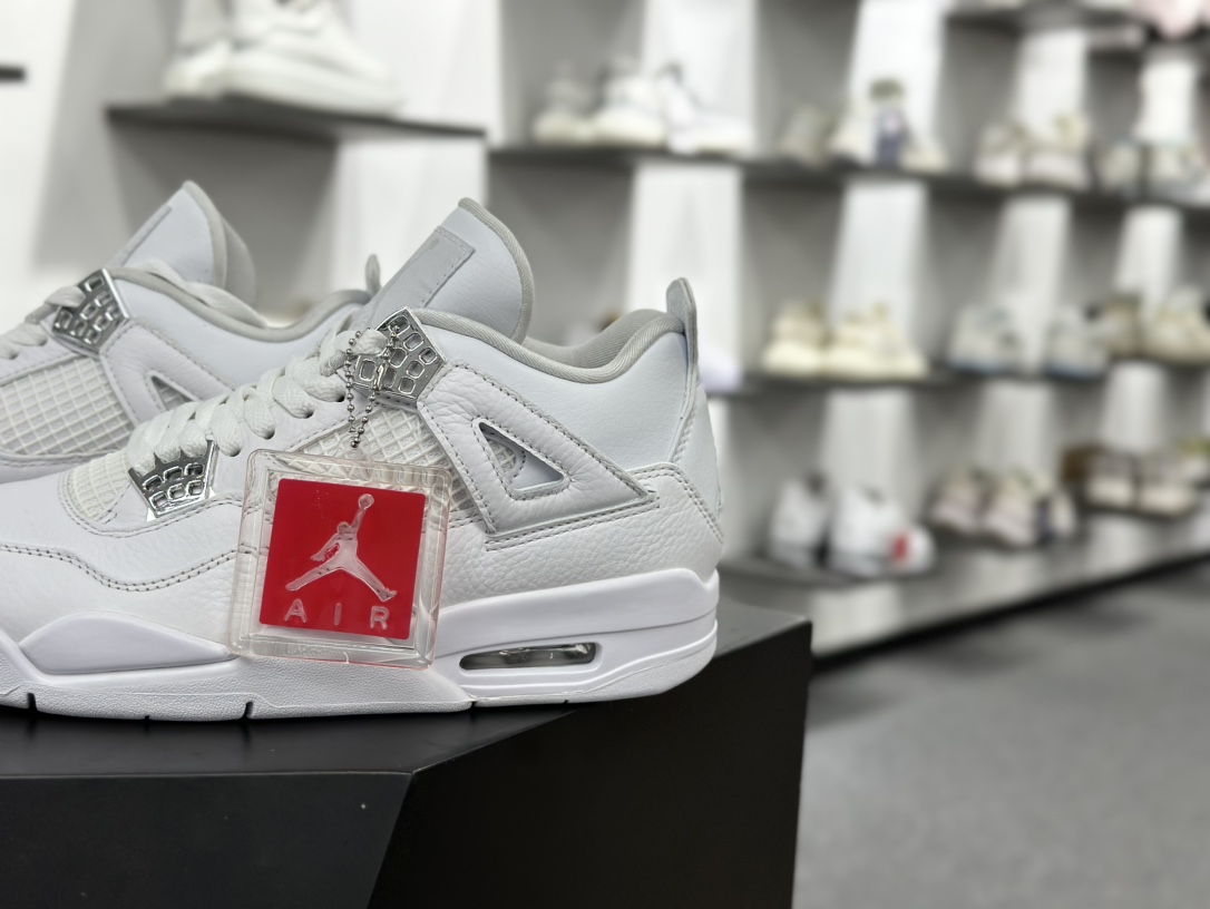 耐克Nike Air Jordan 4 Retro”Taupe Haze”AJ4代中帮复古休闲运动文化篮球鞋“白猫纯白银” 308497-100