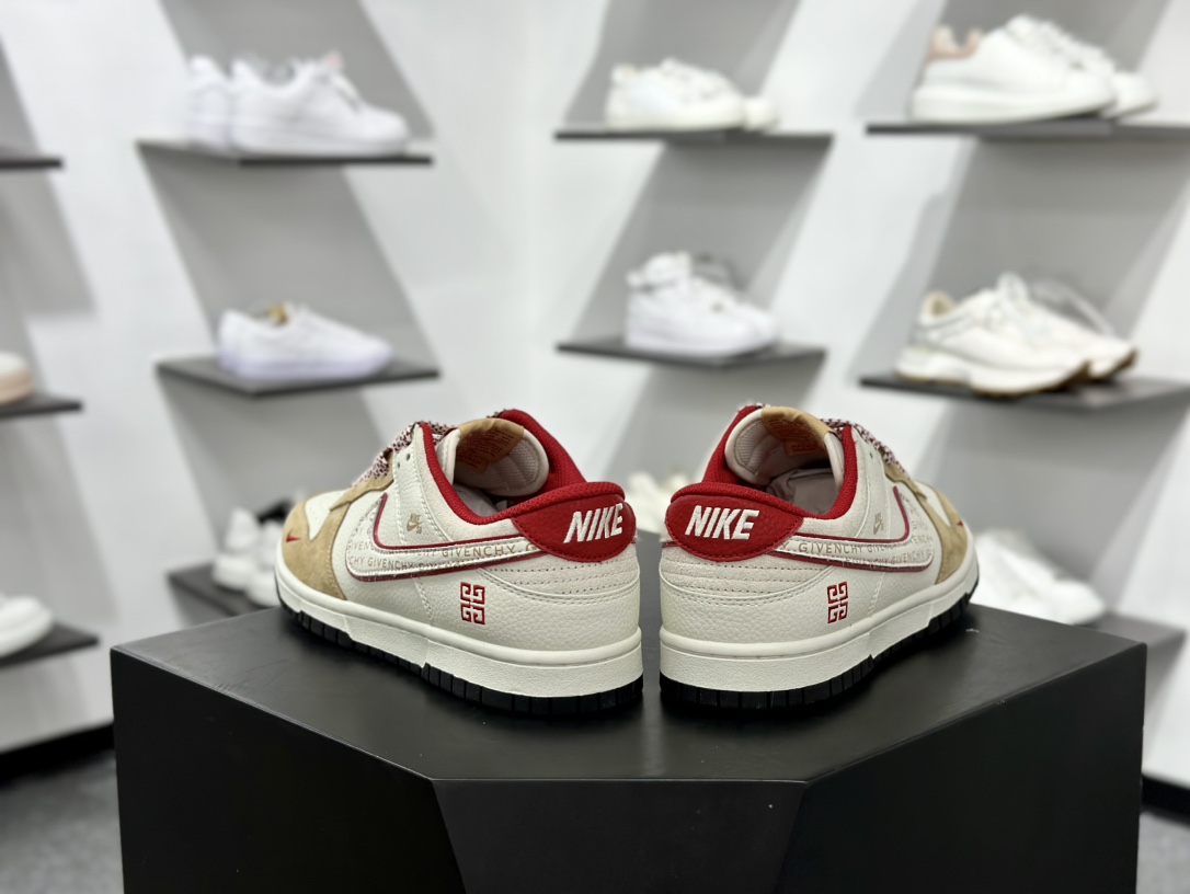 纪梵希/Givenchy x Nike SB Dunk Low”G4”扣篮系列低帮滑板板鞋“联名米白卡其红印面4G刺绣” DJ2024-119