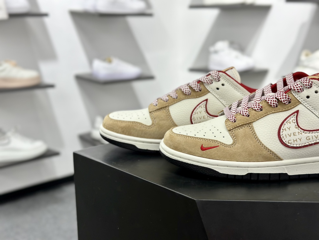 纪梵希/Givenchy x Nike SB Dunk Low”G4”扣篮系列低帮滑板板鞋“联名米白卡其红印面4G刺绣” DJ2024-119
