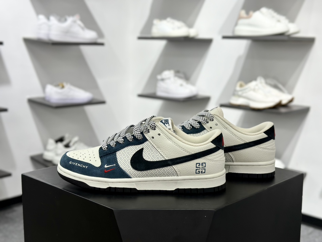 纪梵希/Givenchy x Nike SB Dunk Low”G4”扣篮系列低帮滑板板鞋“联名米白黑深蓝4G刺绣” DJ2024-123