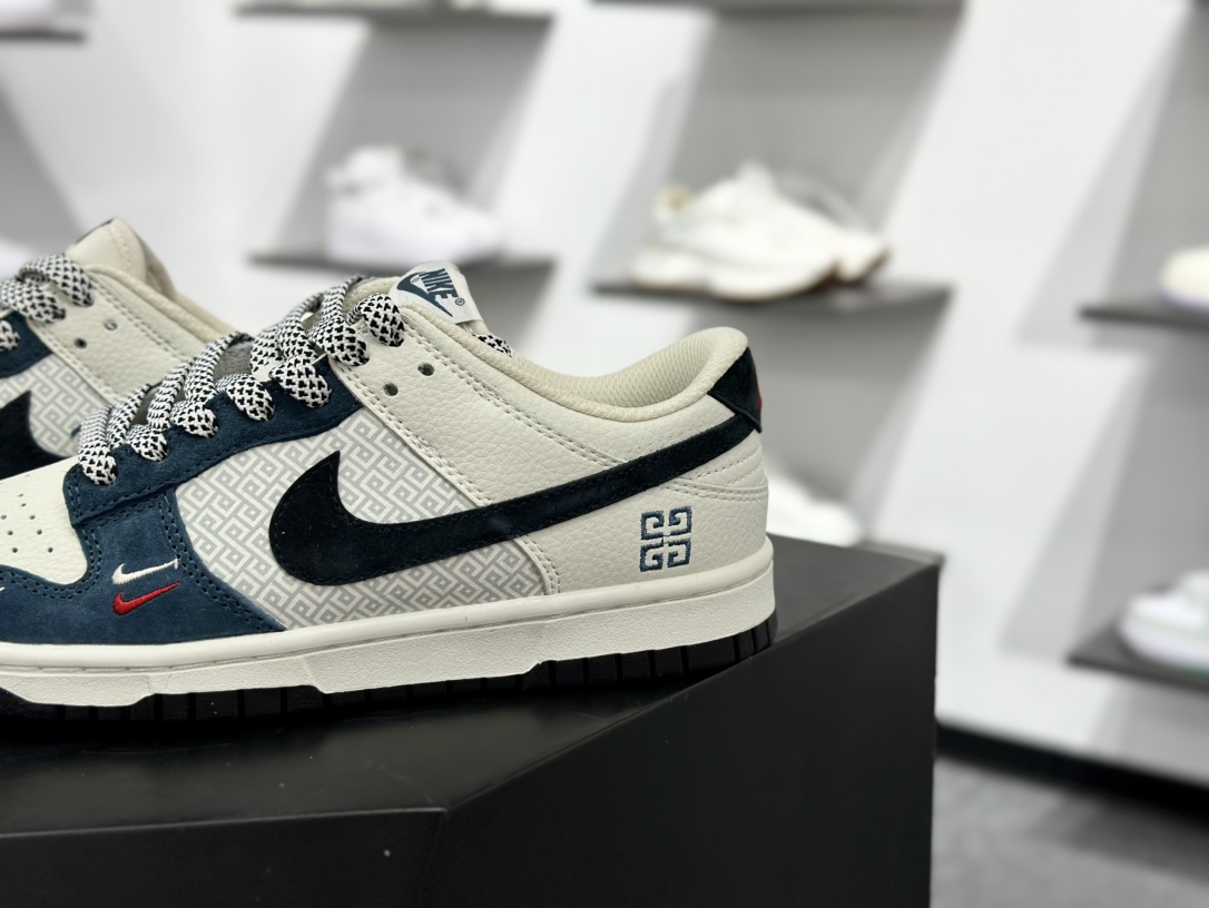 纪梵希/Givenchy x Nike SB Dunk Low”G4”扣篮系列低帮滑板板鞋“联名米白黑深蓝4G刺绣” DJ2024-123