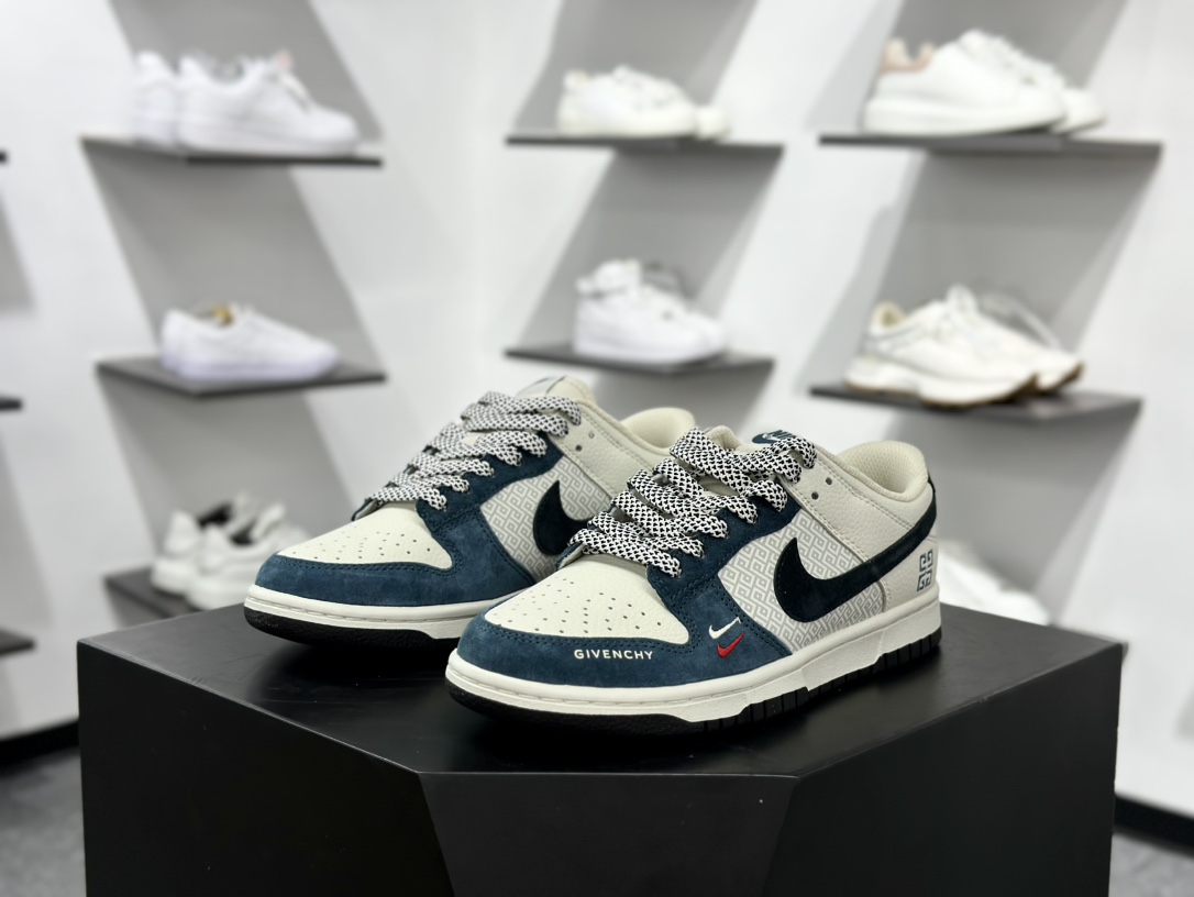 纪梵希/Givenchy x Nike SB Dunk Low”G4”扣篮系列低帮滑板板鞋“联名米白黑深蓝4G刺绣” DJ2024-123