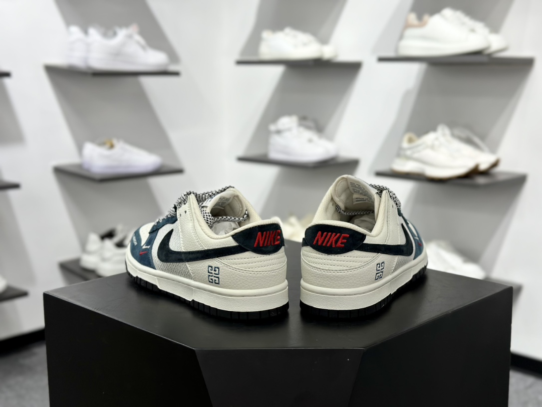 纪梵希/Givenchy x Nike SB Dunk Low”G4”扣篮系列低帮滑板板鞋“联名米白黑深蓝4G刺绣” DJ2024-123