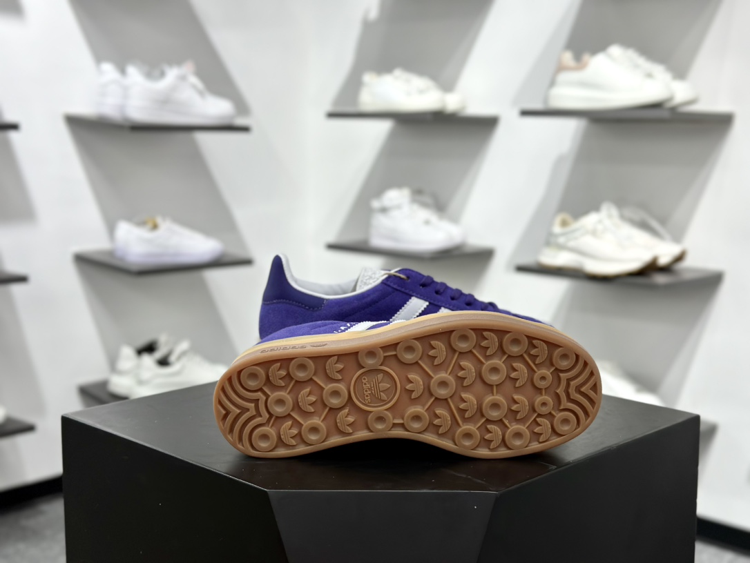 阿迪达斯Adidas Originals Gazelle Bold W 羚羊松糕系列低帮休闲运动板鞋“葡萄紫白生胶底” IE0419