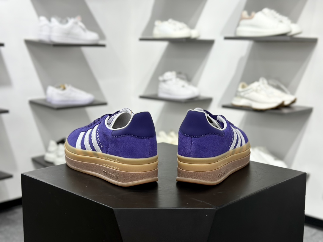 阿迪达斯Adidas Originals Gazelle Bold W 羚羊松糕系列低帮休闲运动板鞋“葡萄紫白生胶底” IE0419