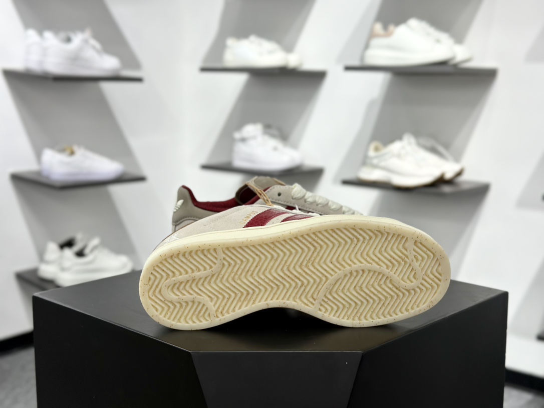 阿迪达斯Adidas Originals Campus 00s 学院系列面包风经典低帮百搭休闲运动板鞋“翻毛米黄酒红发财蛇年” JR0093