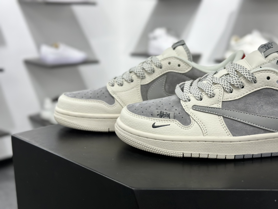 Travis Scott x Nike Air Jordan 1 Low x Stussy Air Jordan 1 Low 反转白灰红满天星倒钩 SJ2068-130