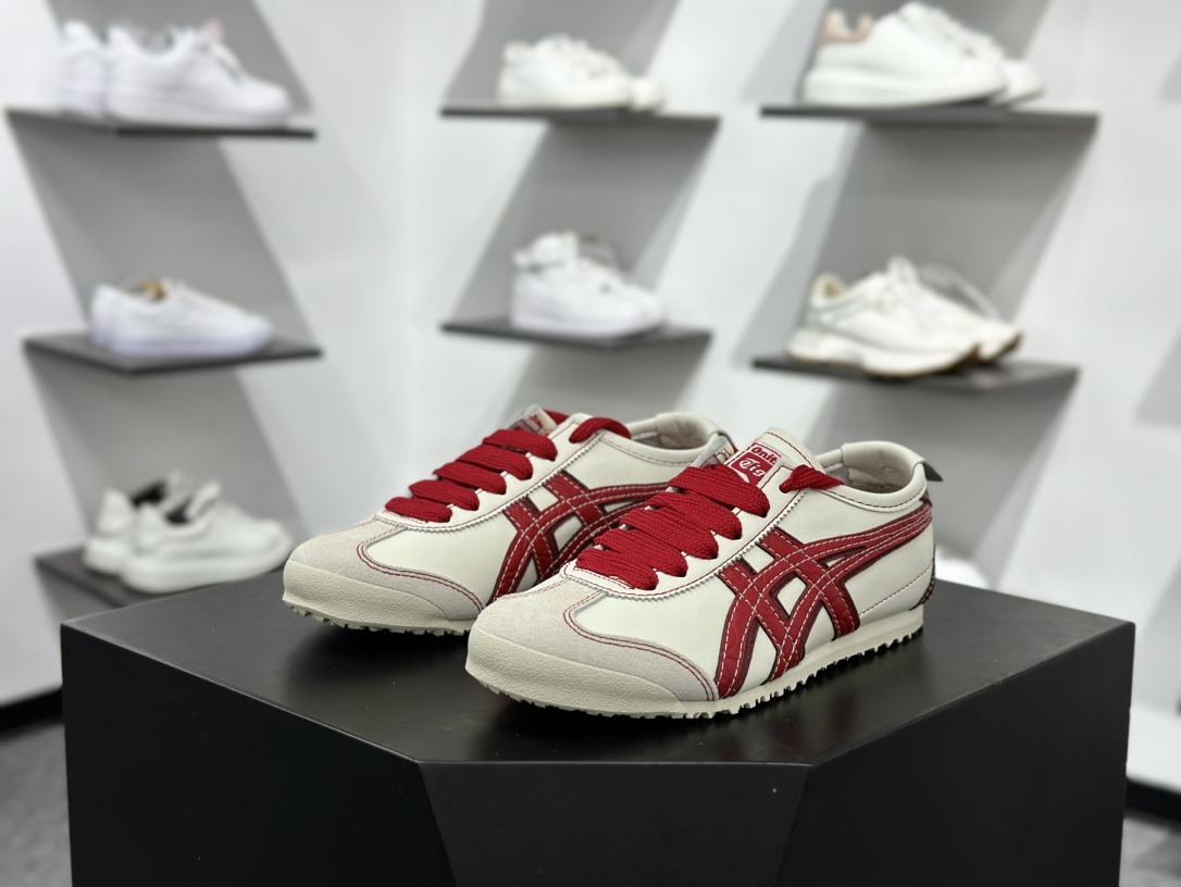 独家实拍Onitsuka Tiger Mexico 66 蛇年限定-米白红 鬼冢虎 1183C391-100