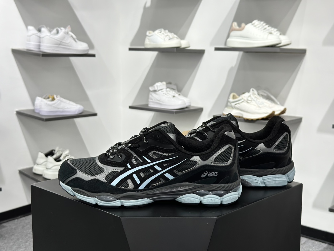 Asics Gel-NYC”Black Grey”系列低帮复古休闲运动慢跑鞋“联名黑银深灰” 1203A571-001