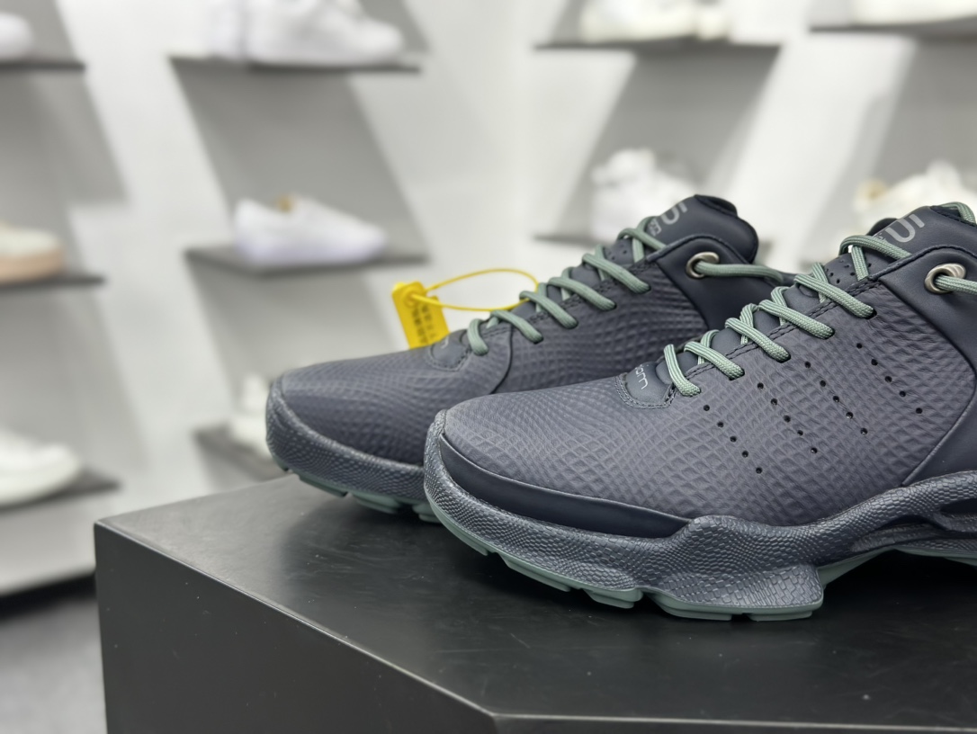 ECCO爱步Men's Sports Running Biom C Leather 健步C系列低帮系带真皮运动鞋“皮革暗蓝石绿”800334 61095