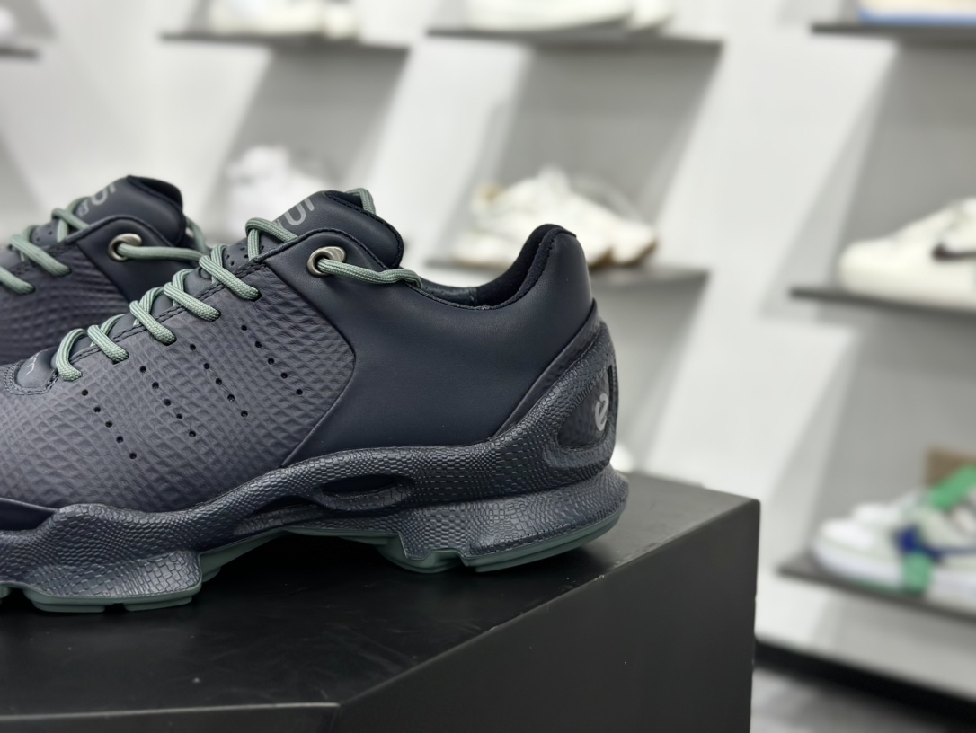 ECCO爱步Men's Sports Running Biom C Leather 健步C系列低帮系带真皮运动鞋“皮革暗蓝石绿”800334 61095