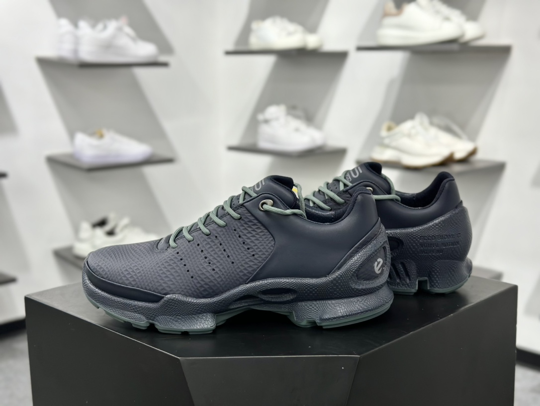 ECCO爱步Men's Sports Running Biom C Leather 健步C系列低帮系带真皮运动鞋“皮革暗蓝石绿”800334 61095