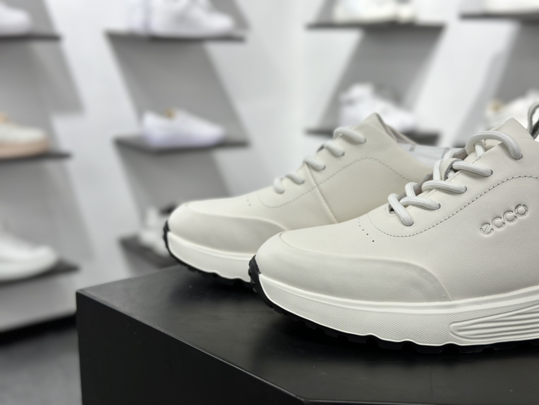 爱步/ECCO Men's Classic Tuke Boen Low 系列低帮系带经典小白运动鞋“皮革米白黑”630796 01002
