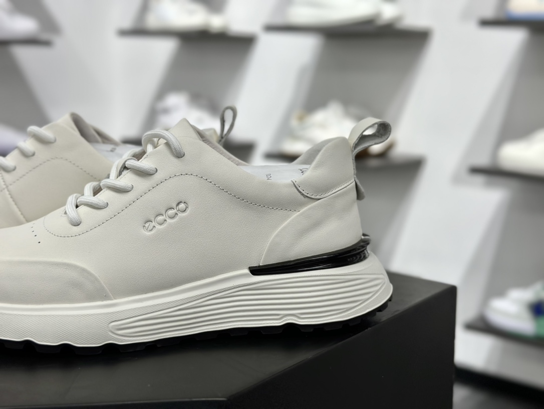 爱步/ECCO Men's Classic Tuke Boen Low 系列低帮系带经典小白运动鞋“皮革米白黑”630796 01002