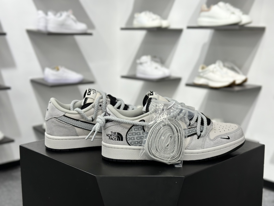 Fragment x TS x Air Jordan 1 Low x 北面 解构绑带 三方联名倒钩低帮  XX3318-516