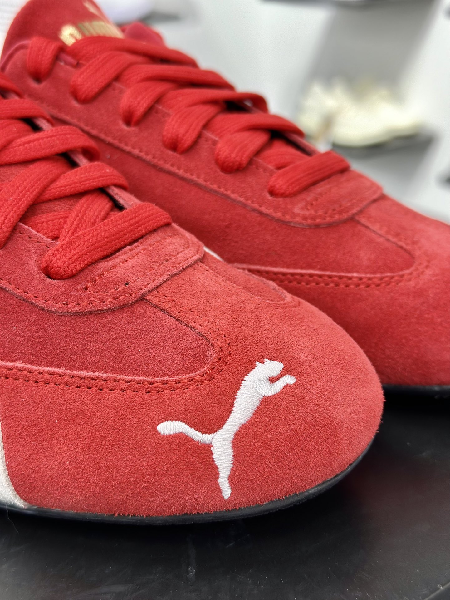 彪马Puma Speedcat OG”White Red”极速赛车运动赛车鞋“翻毛桔红灰白LOGO” 398846-02