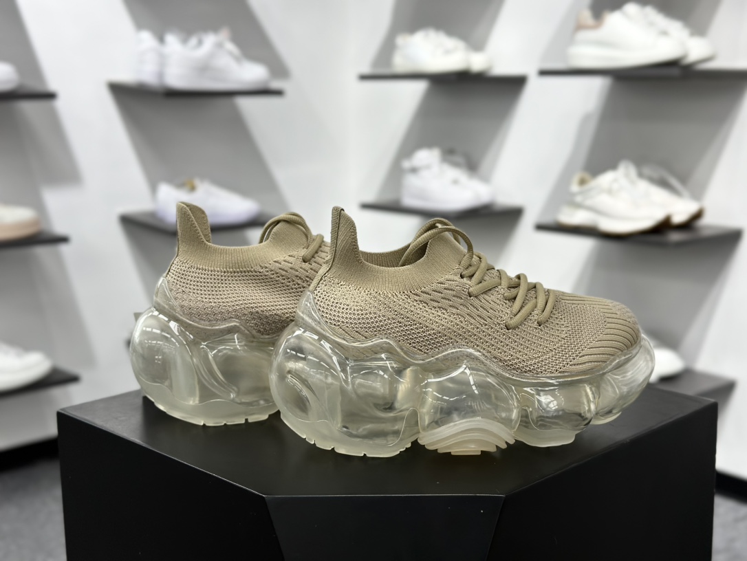 Rounds Moopie Low Sneakers 系列低帮气泡时装增高厚底泡泡鞋“针织灰” MPTP10-A1KT1190