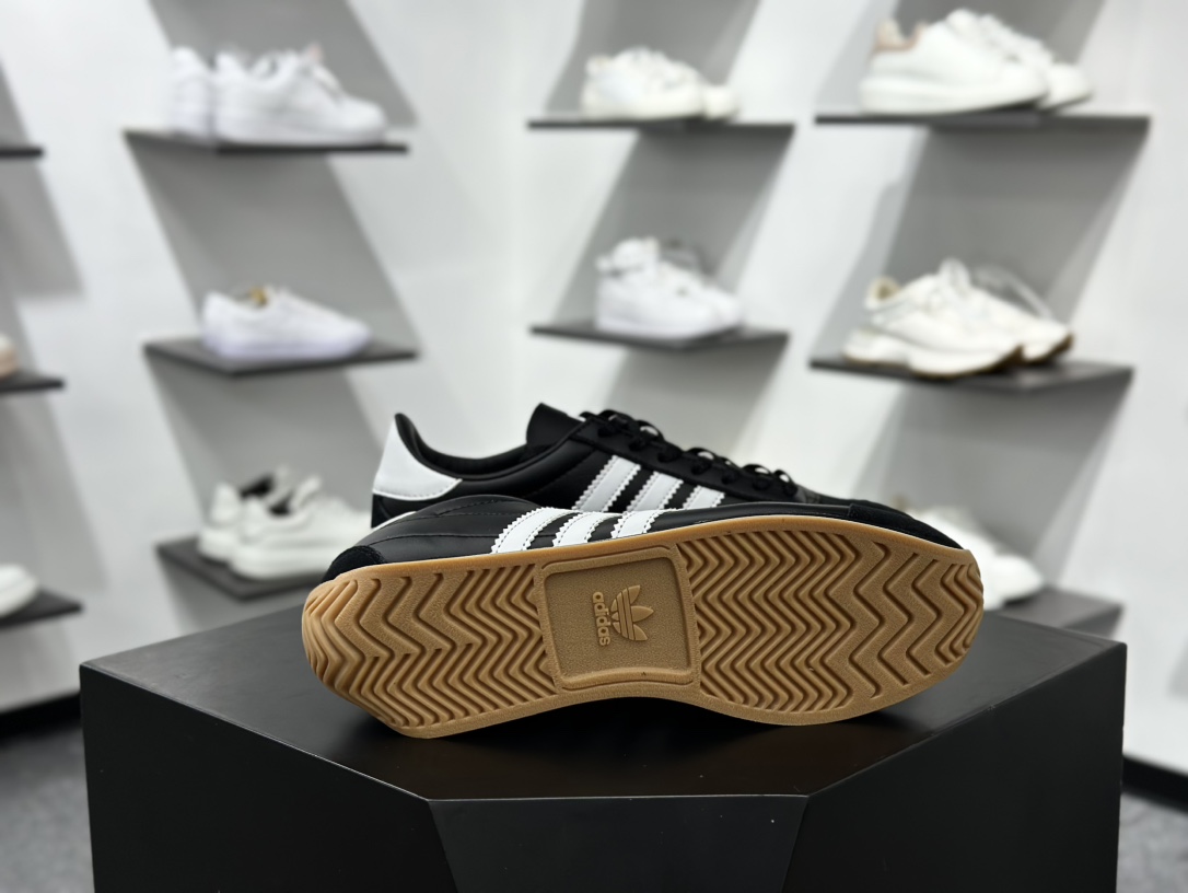 阿迪达斯Adidas Country OG 国民系列低帮经典复古德训慢跑鞋“皮革黑白生胶底” IE4231
