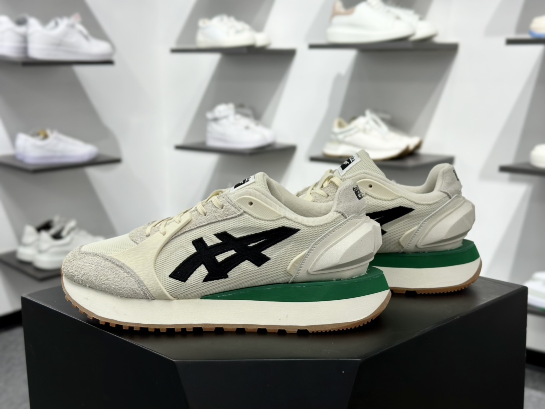 鬼塚虎/Onitsuka Tiger MOAGE CO Low 摩纳哥CO系列低帮厚底复古慢跑鞋“奶白黑绿” 1183B555-103