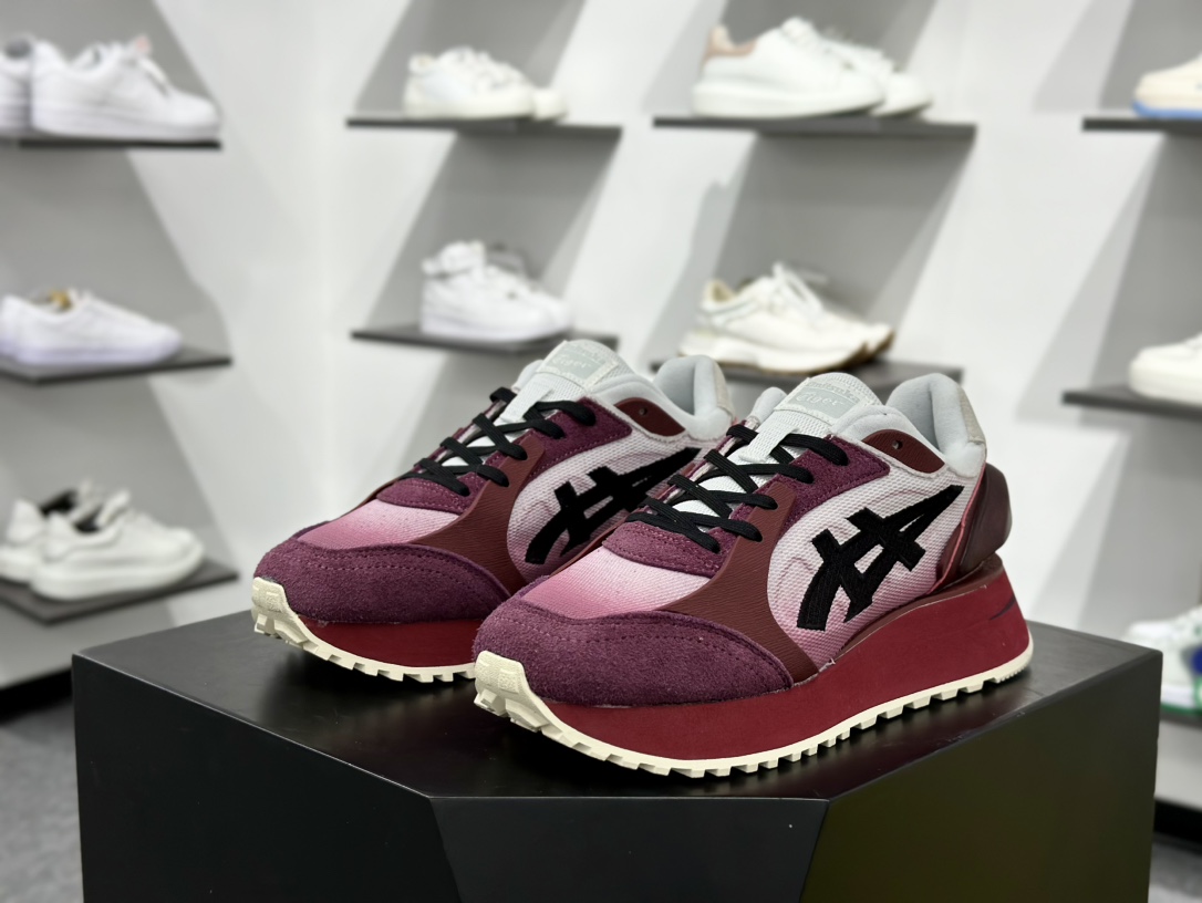 鬼塚虎/Onitsuka Tiger MOAGE CO Low 摩纳哥CO系列低帮厚底慢跑鞋“酒红白黑” 1183B555-100