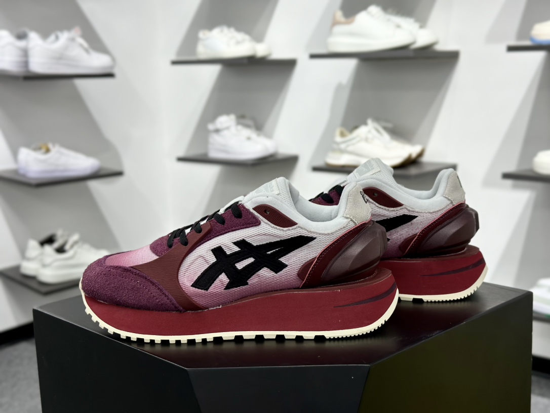 鬼塚虎/Onitsuka Tiger MOAGE CO Low 摩纳哥CO系列低帮厚底慢跑鞋“酒红白黑” 1183B555-100