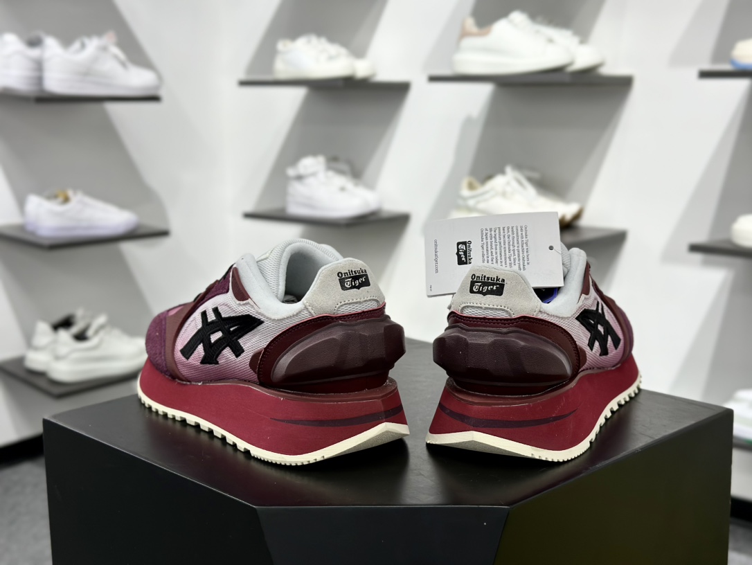 鬼塚虎/Onitsuka Tiger MOAGE CO Low 摩纳哥CO系列低帮厚底慢跑鞋“酒红白黑” 1183B555-100