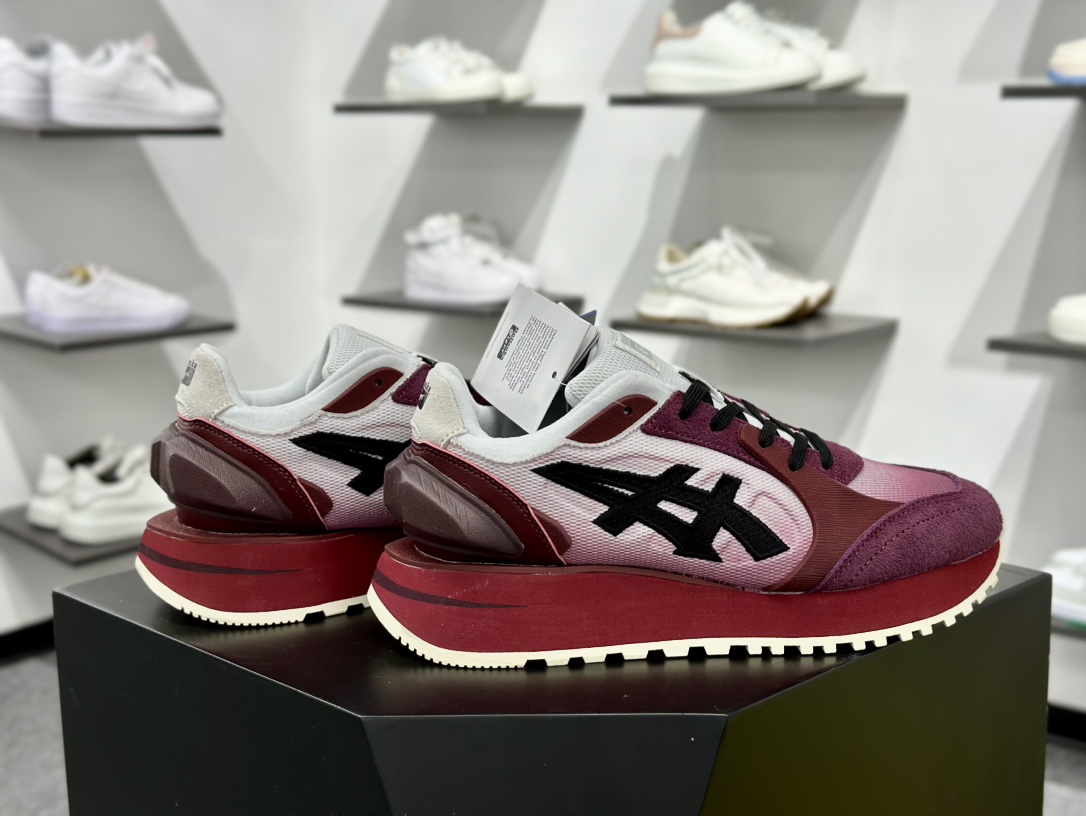 鬼塚虎/Onitsuka Tiger MOAGE CO Low 摩纳哥CO系列低帮厚底慢跑鞋“酒红白黑” 1183B555-100