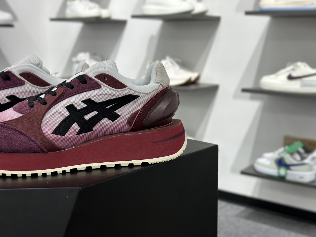 鬼塚虎/Onitsuka Tiger MOAGE CO Low 摩纳哥CO系列低帮厚底慢跑鞋“酒红白黑” 1183B555-100
