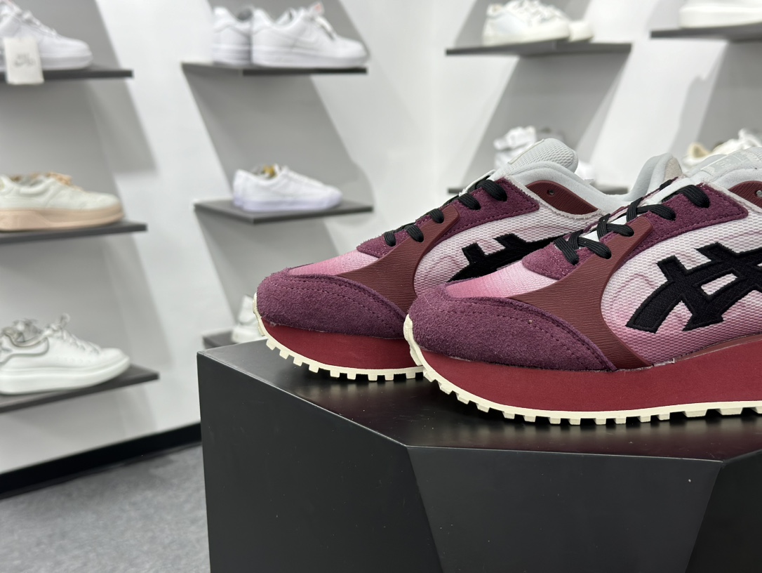 鬼塚虎/Onitsuka Tiger MOAGE CO Low 摩纳哥CO系列低帮厚底慢跑鞋“酒红白黑” 1183B555-100