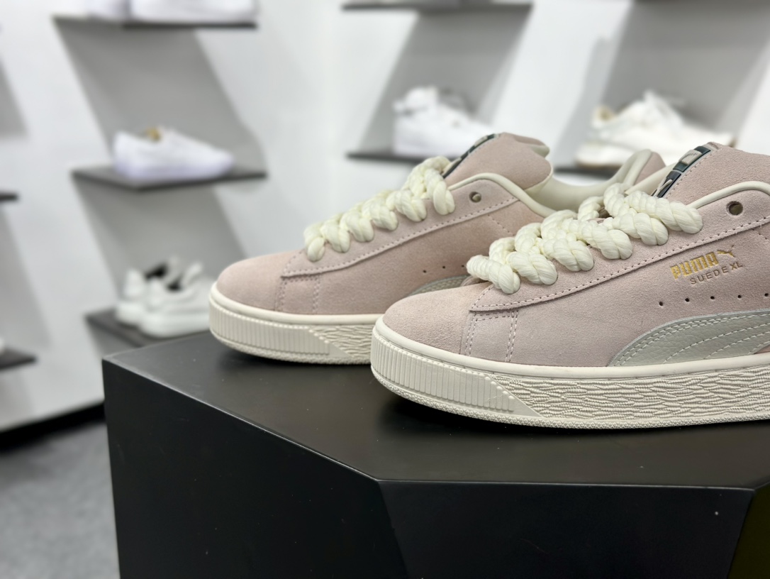 彪马PUMA Suede Low XL”Blue White”经典明星系列低帮板鞋“翻毛粉色” 395205-01