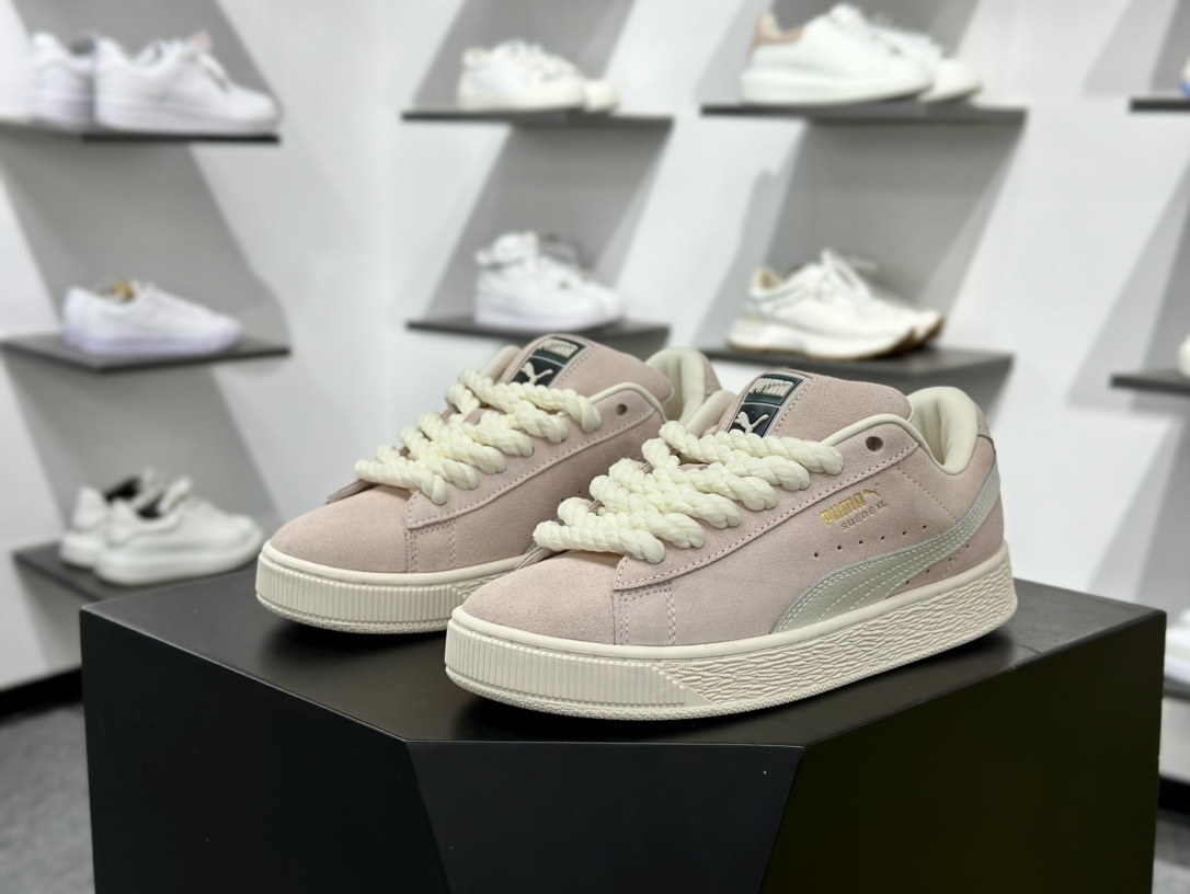 彪马PUMA Suede Low XL”Blue White”经典明星系列低帮板鞋“翻毛粉色” 395205-01