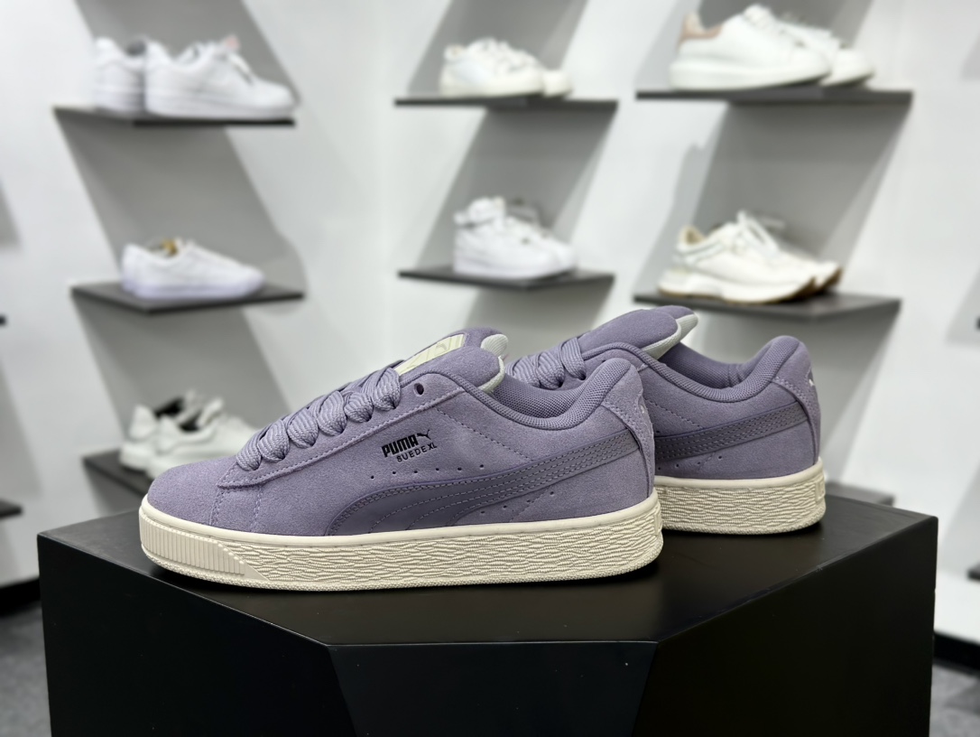 PUMA Suede Low XL”Blue White”经典明星系列低帮面包风复古百搭休闲运动板鞋“紫色白底” 401600-01