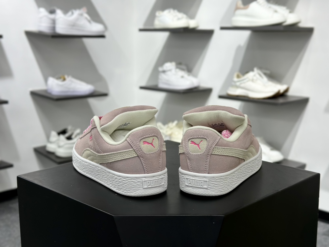 彪马PUMA Suede Low XL”Blue White”经典明星系列低帮面包风板鞋“翻毛粉色白底” 395205-02