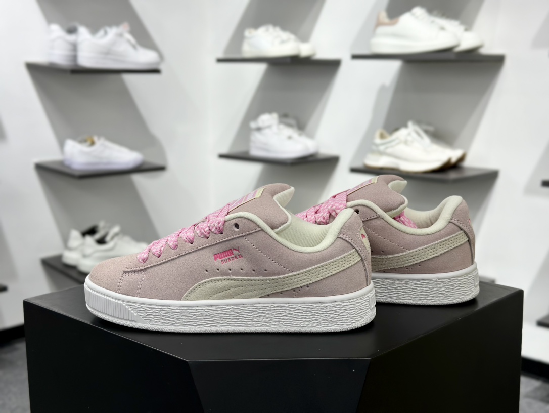彪马PUMA Suede Low XL”Blue White”经典明星系列低帮面包风板鞋“翻毛粉色白底” 395205-02