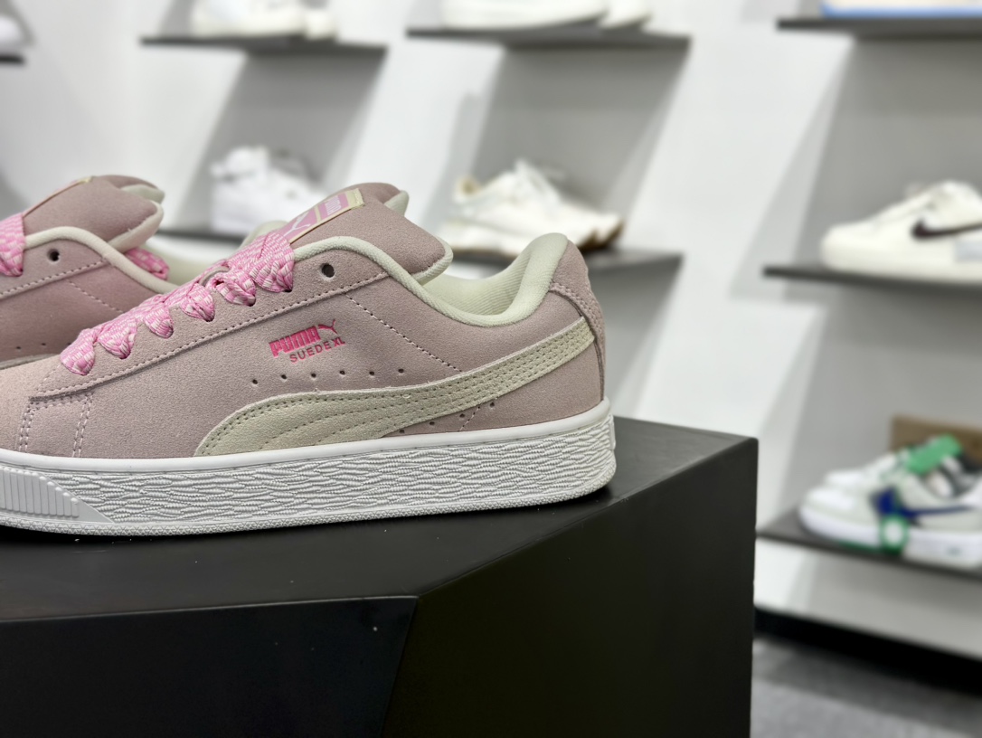 彪马PUMA Suede Low XL”Blue White”经典明星系列低帮面包风板鞋“翻毛粉色白底” 395205-02