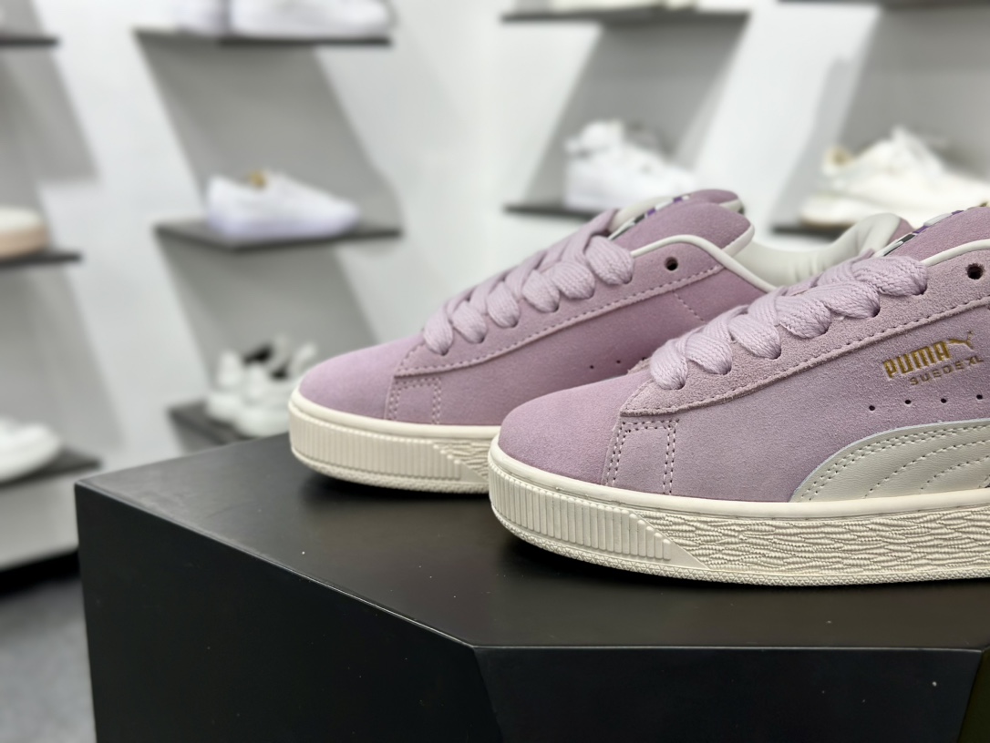 PUMA Suede Low XL”Blue White”经典明星系列低帮面包风板鞋“紫色白标白底” 395205-08