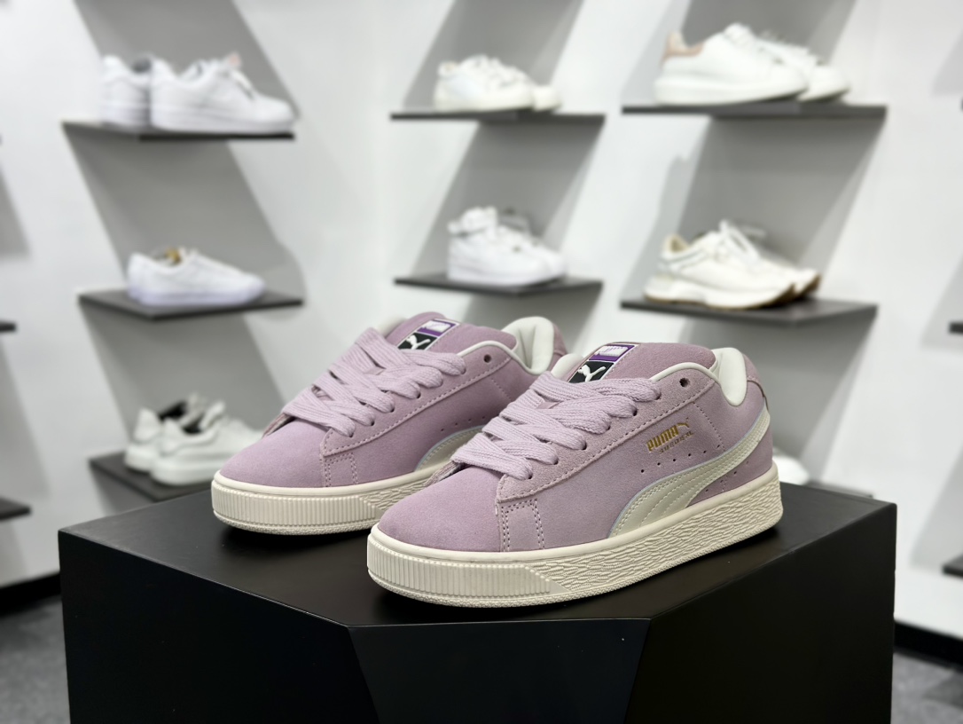 PUMA Suede Low XL”Blue White”经典明星系列低帮面包风板鞋“紫色白标白底” 395205-08