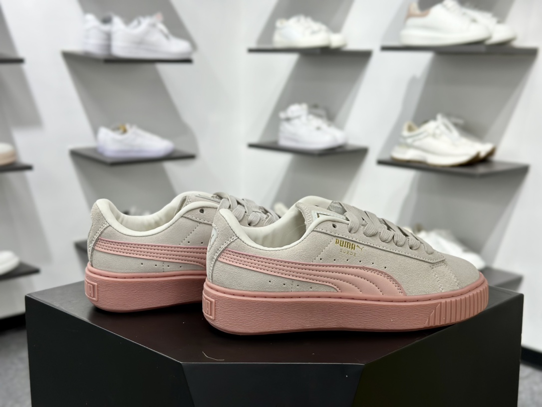 彪马PUMA Suede Low XL”Blue White”经典明星系列低帮面包风复古板鞋“粉色粉标粉底” 397250-01