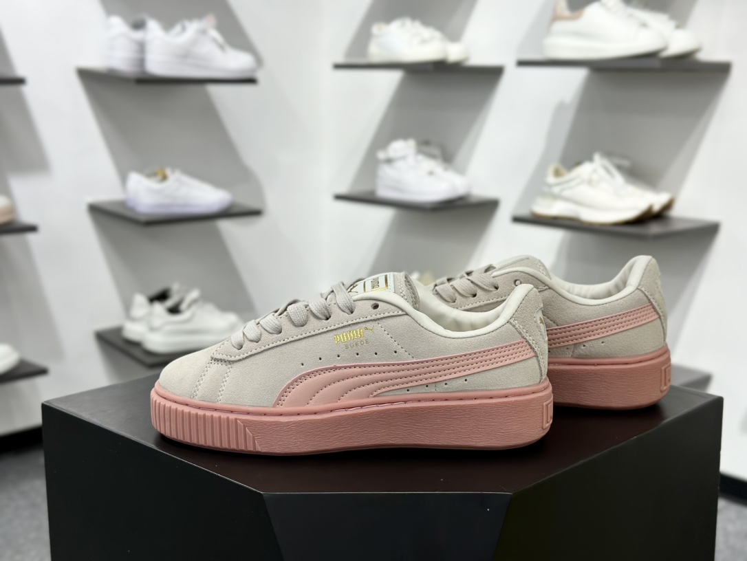 彪马PUMA Suede Low XL”Blue White”经典明星系列低帮面包风复古板鞋“粉色粉标粉底” 397250-01