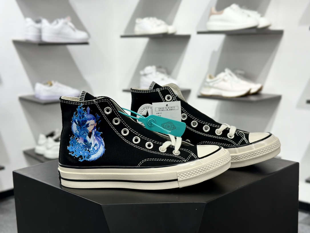 Converse Chuck Taylor All Star 1970s High”Nezha ”复古三星标高帮百搭板鞋“帆布黑白彩色敖丙印花” 162050C
