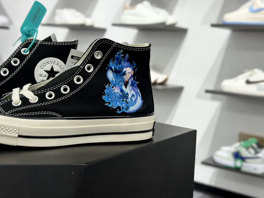 Converse Chuck Taylor All Star 1970s High”Nezha ”复古三星标高帮百搭板鞋“帆布黑白彩色敖丙印花” 162050C