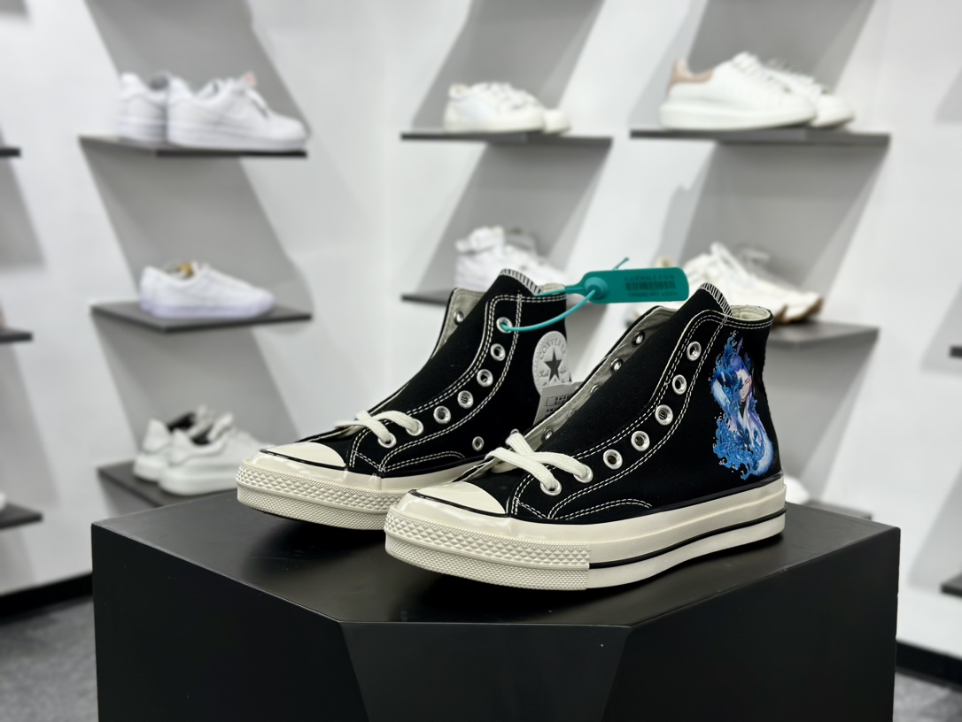 Converse Chuck Taylor All Star 1970s High”Nezha ”复古三星标高帮百搭板鞋“帆布黑白彩色敖丙印花” 162050C