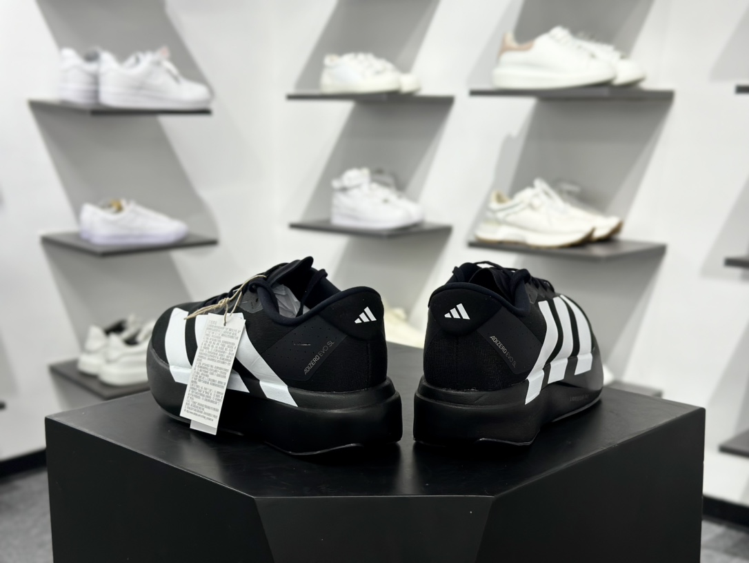 阿迪达斯Adidas Adizero Eva SL M”Black White”零度进化版系列低帮慢跑鞋“网织黑白”JP7149