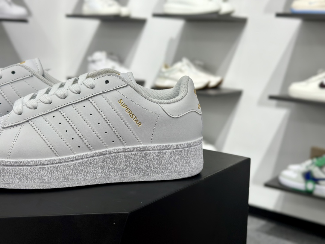 三叶草Adidas Originals Superstar XLG 贝壳头系列低帮厚底松糕板鞋“皮革白金LOGO” ID4655