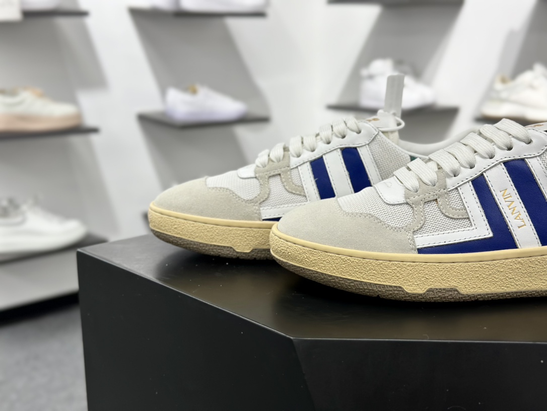 浪凡/LANVIN Clay Low-Top Tennis Sneakers复古德训风低帮系带休闲运动板鞋 “FM-SKDK00-NASH-A200020”