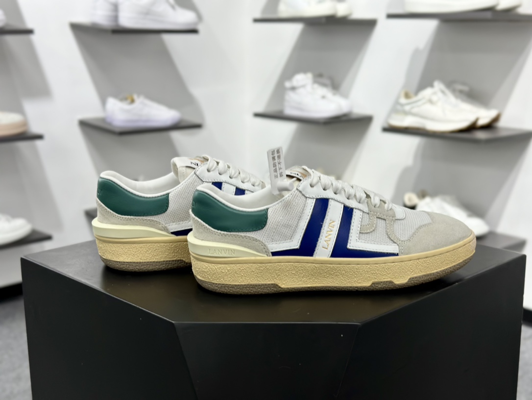 浪凡/LANVIN Clay Low-Top Tennis Sneakers复古德训风低帮系带休闲运动板鞋 “FM-SKDK00-NASH-A200020”