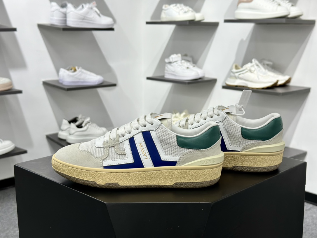 浪凡/LANVIN Clay Low-Top Tennis Sneakers复古德训风低帮系带休闲运动板鞋 “FM-SKDK00-NASH-A200020”