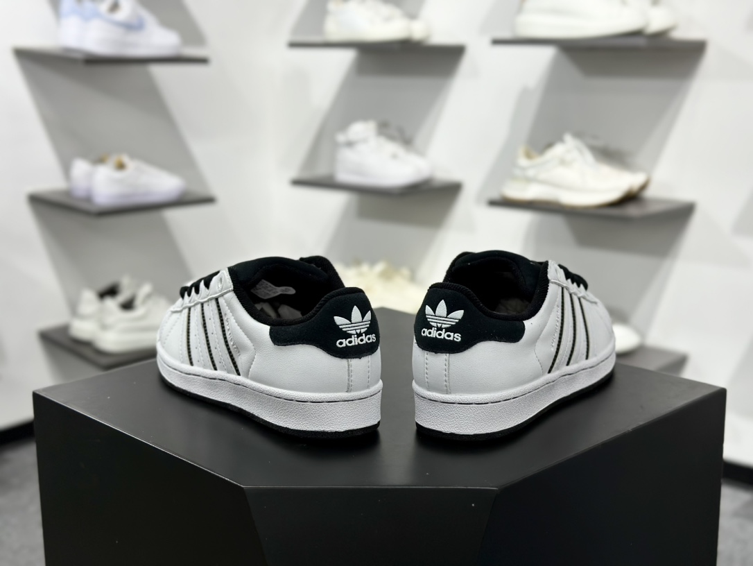 160 三叶草Adidas Originals Superstar II”White Black”经典贝壳头系列低帮板鞋“皮革白黑边” JH5469