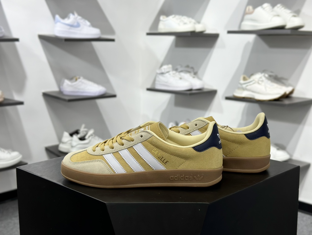 160 adidas Originals Gazelle INdoor 黄棕 三叶草休闲防滑耐磨低帮板鞋  JI3523