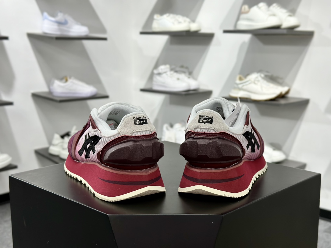 日产经典老牌-鬼塚虎/Onitsuka Tiger MOAGE CO Low 摩纳哥CO系列低帮厚底复古经典百搭休闲慢跑鞋“酒红白黑”1183B555-100